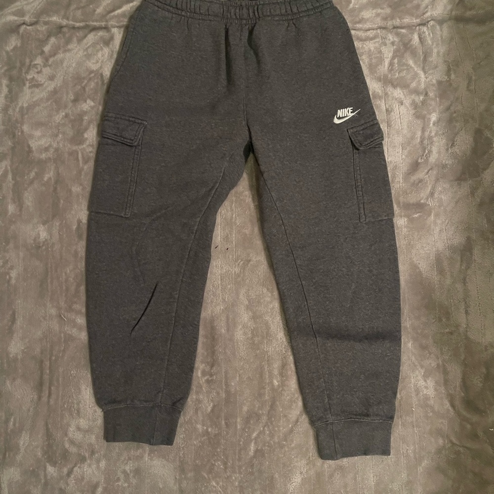 Nike Gray Sweatpants with Tapered Leg and Elastic Cuffs
